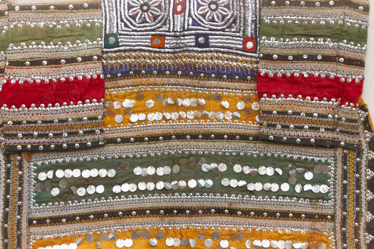 Framed Antique Colorful Kuchi Dress Panel