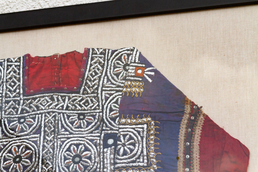 Framed Antique Colorful Kuchi Dress Panel