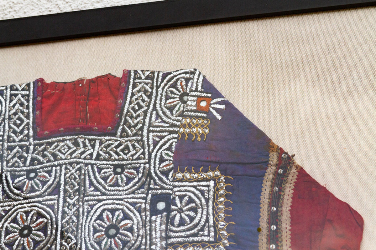 Framed Antique Colorful Kuchi Dress Panel