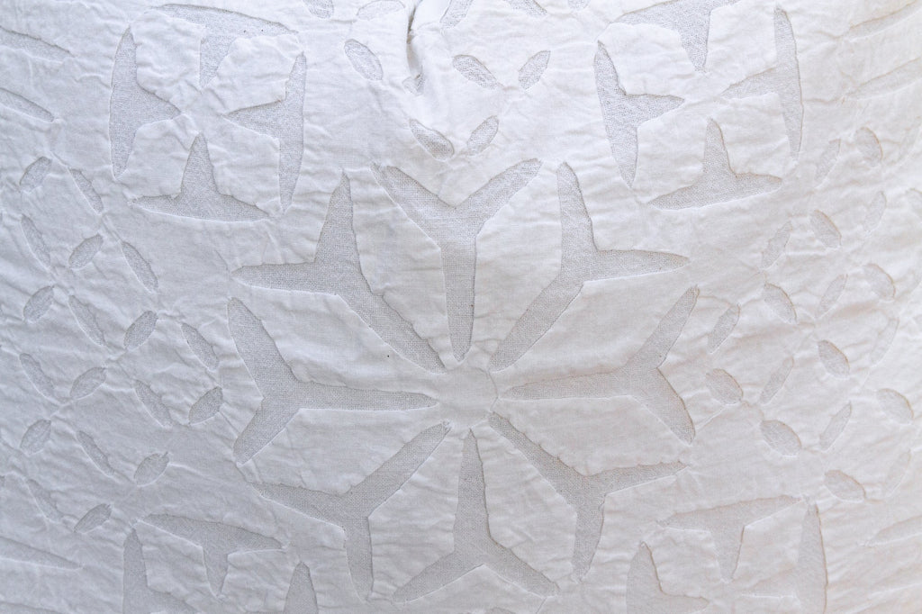 Ivory Peony Appliqué Pillow Cover