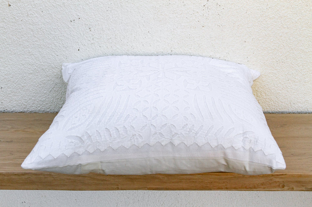 Ivory Peony Appliqué Pillow Cover