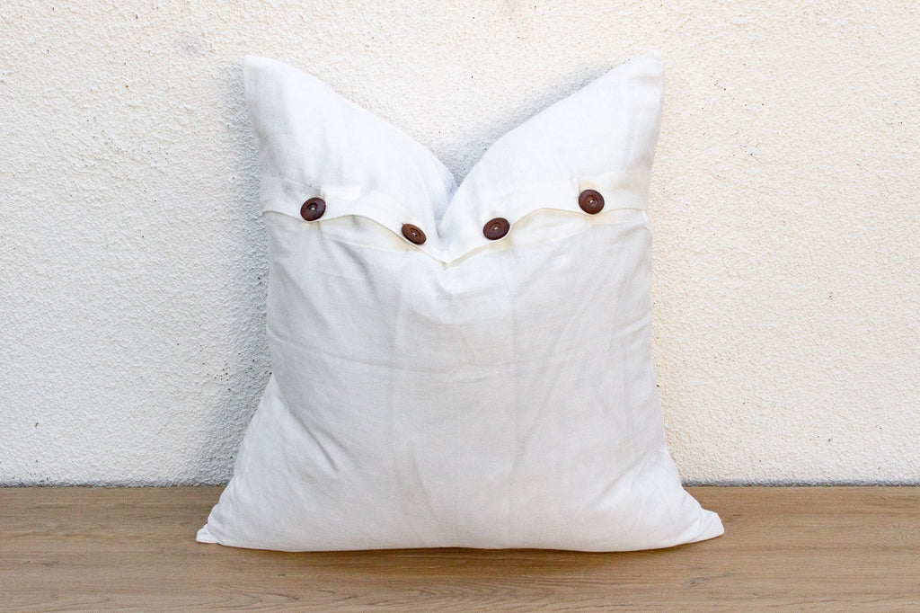 Ivory Peony Appliqué Pillow Cover