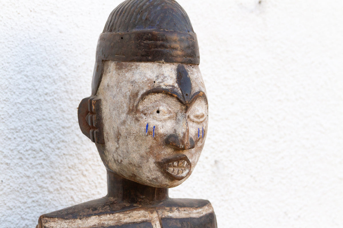 Antique Painted Idoma Seated Female Figure