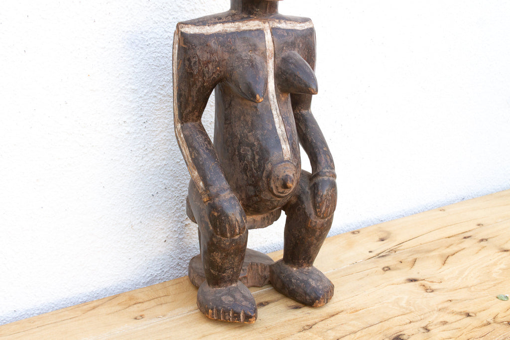 Antique Painted Idoma Seated Female Figure