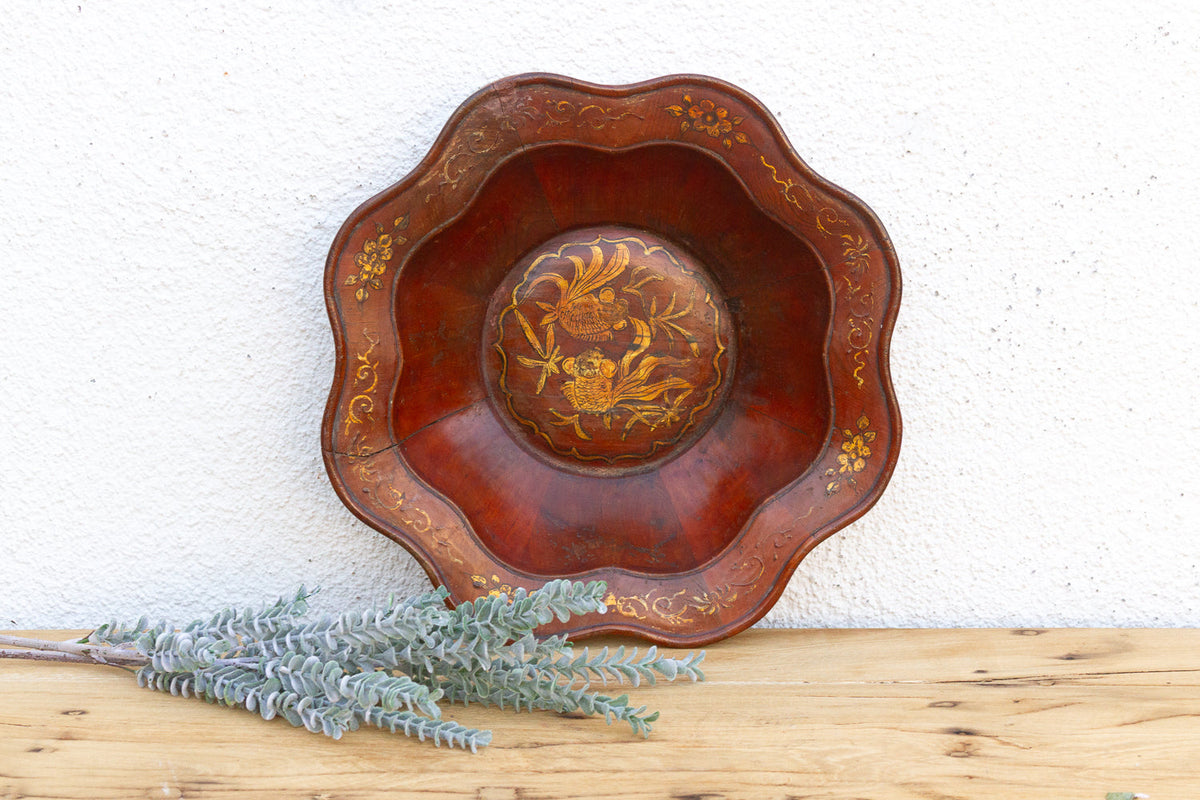 Antique Chinese Gilt Lacquer Lobed Bowl