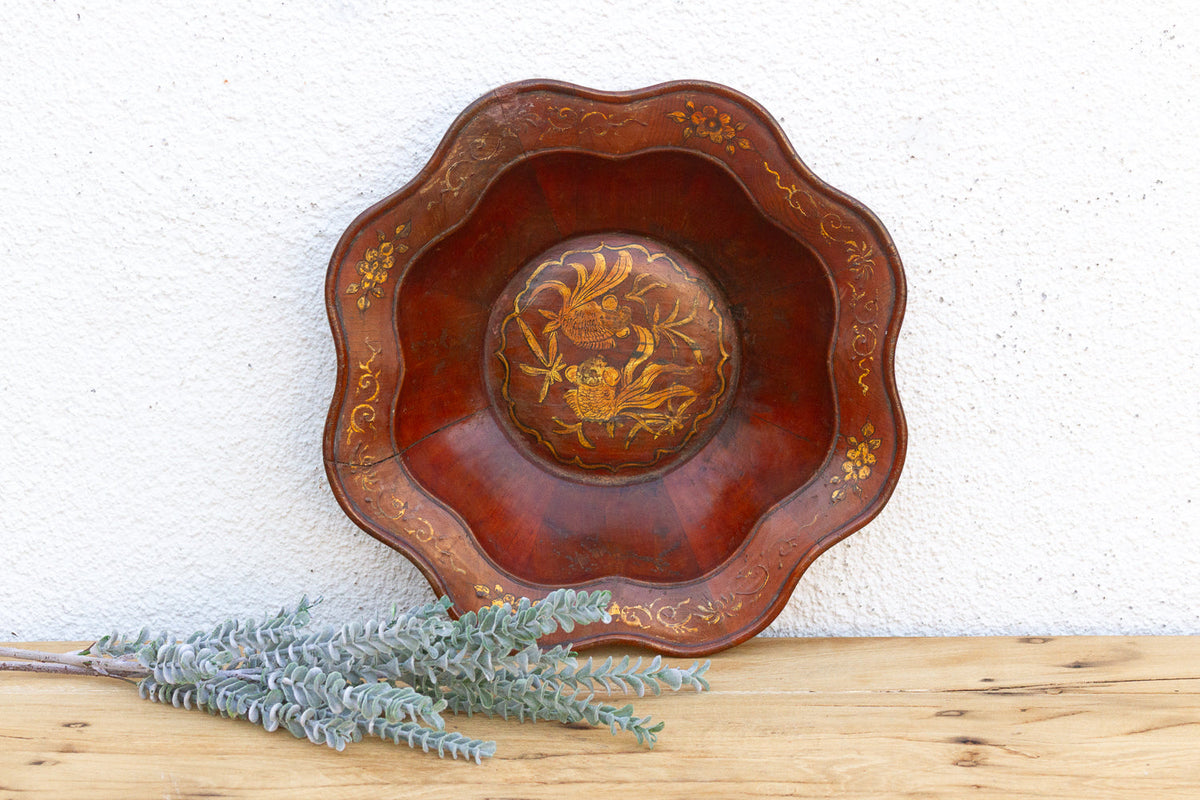 Antique Chinese Gilt Lacquer Lobed Bowl