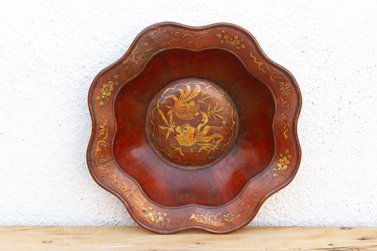 Antique Chinese Gilt Lacquer Lobed Bowl
