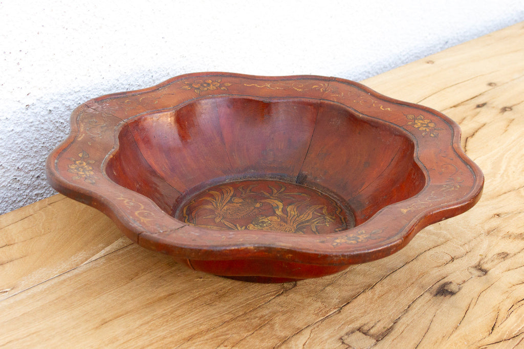 Antique Chinese Gilt Lacquer Lobed Bowl