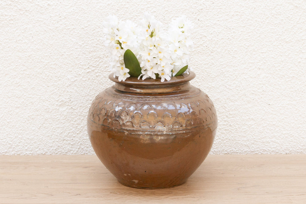 Vintage Martaban Brown Glazed Stoneware Pot