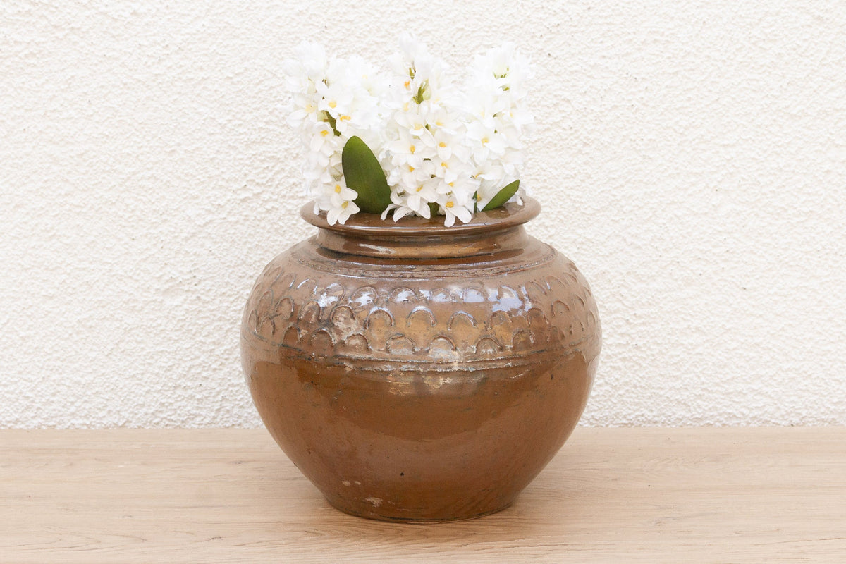 Vintage Martaban Brown Glazed Stoneware Pot