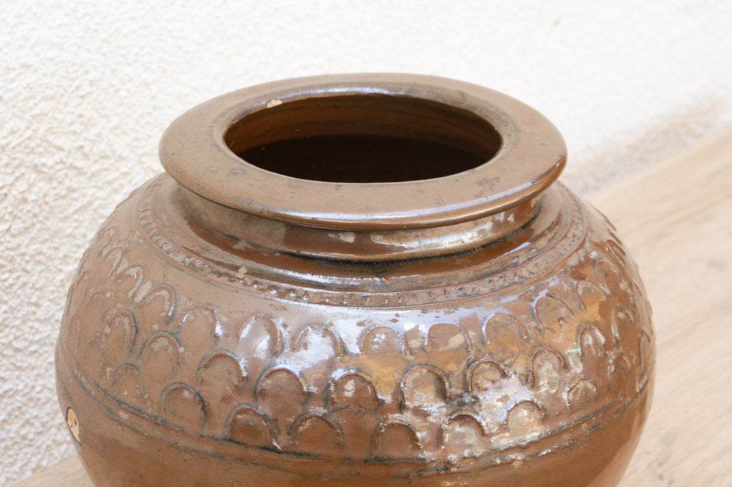 Vintage Martaban Brown Glazed Stoneware Pot