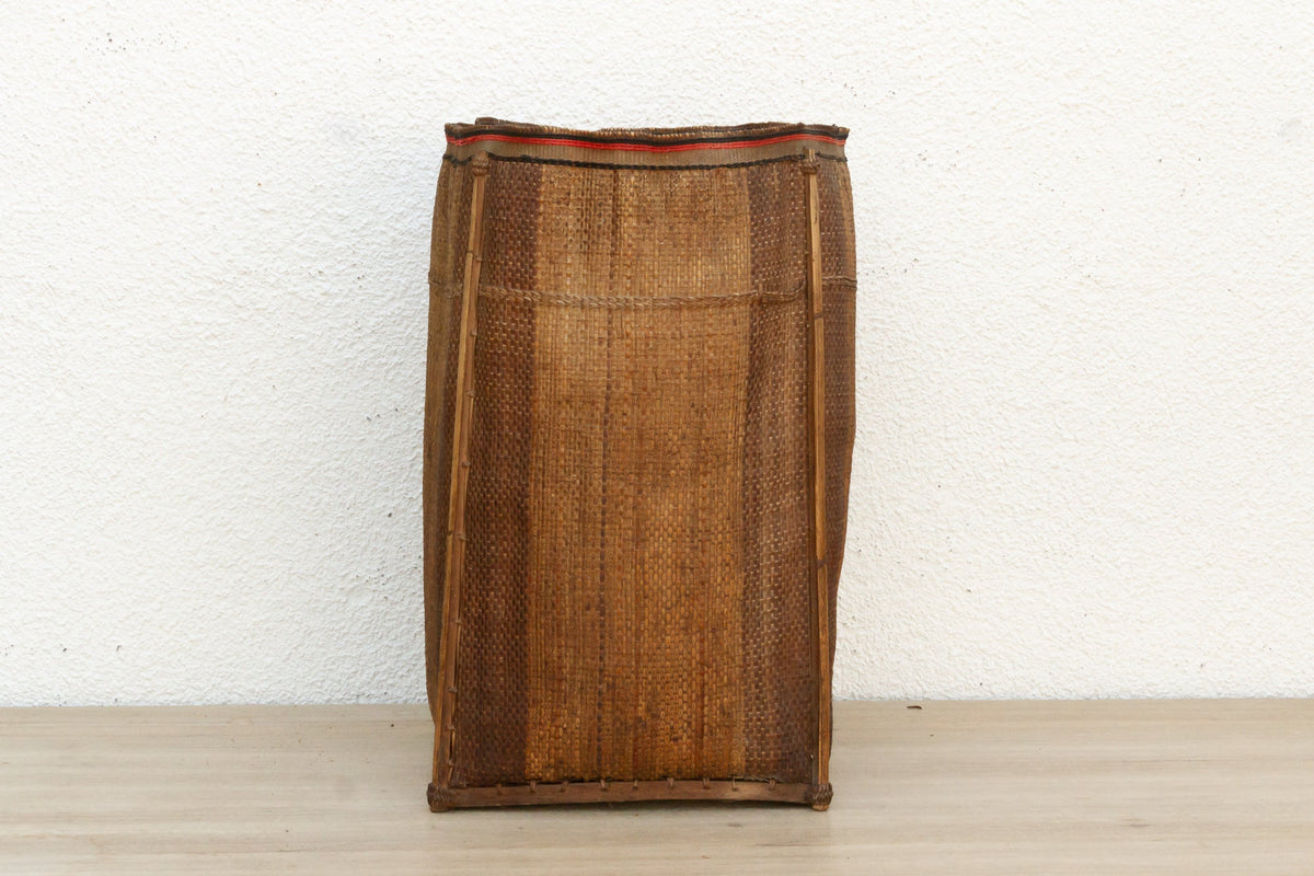 Tall Handwoven Antique Rice Storage Basket