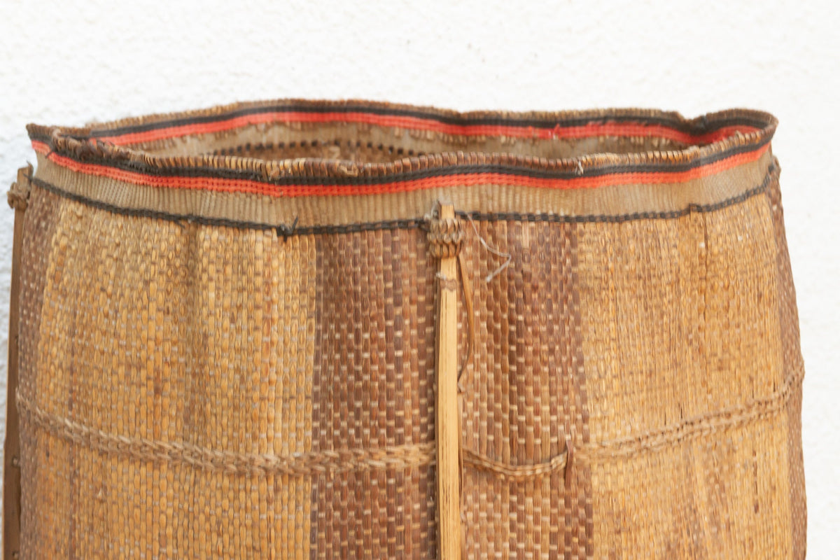 Tall Handwoven Antique Rice Storage Basket