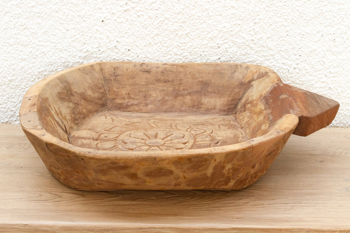 Primitive Carved Wood Swat Valley Bowl
