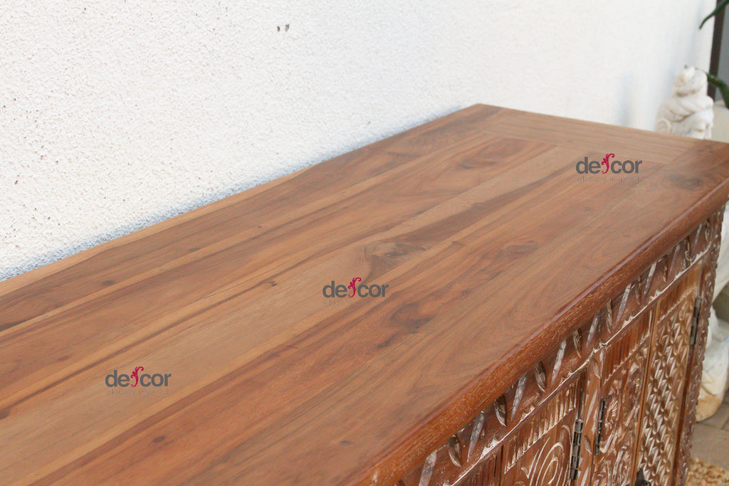 Finely Carved Coromandel Whitewash Sideboard