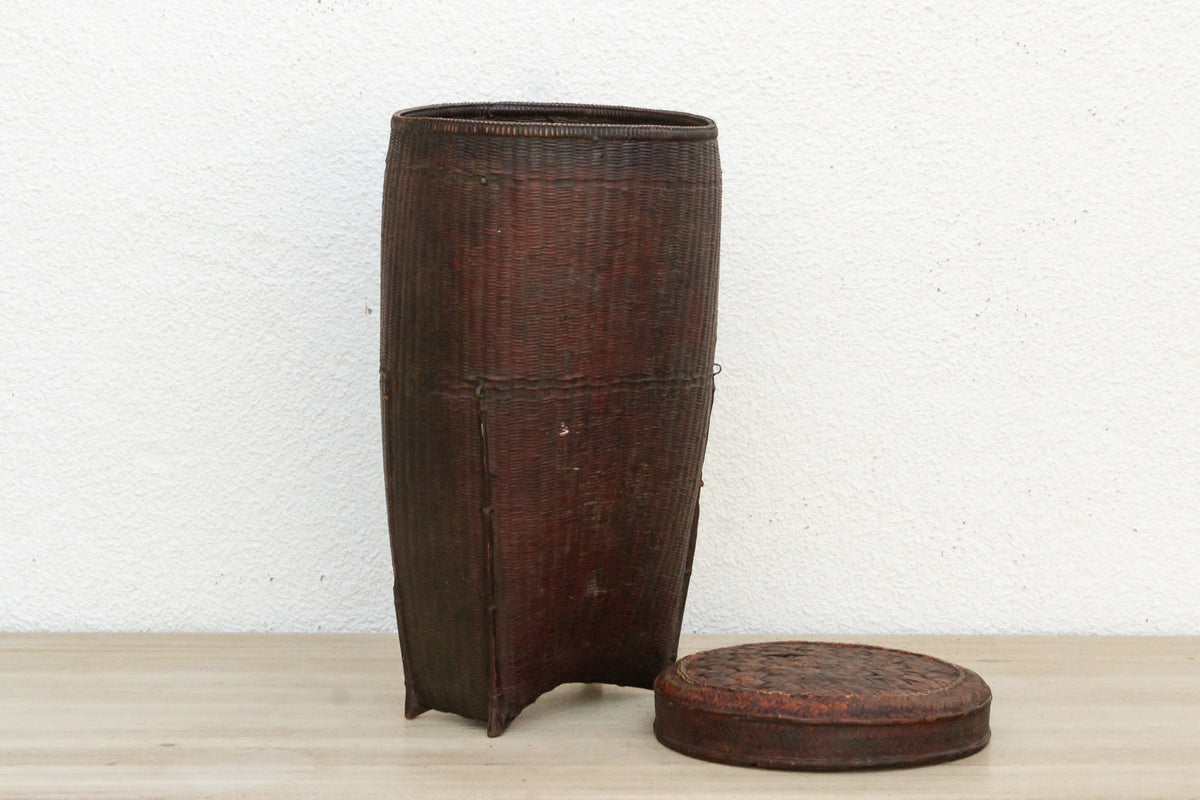 Early 20th Century Finely Woven Lidded Basket