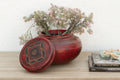 Antique Red Floral Burmese Vessel