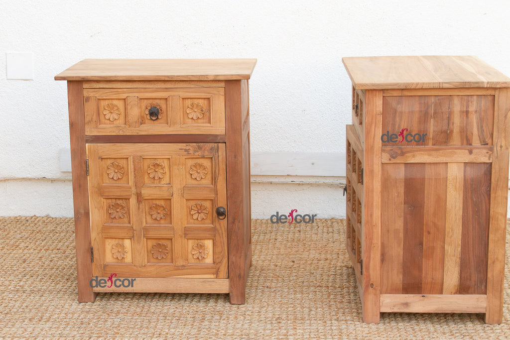 Set of 2, Haveli Lotus Flower Bedside Cabinets