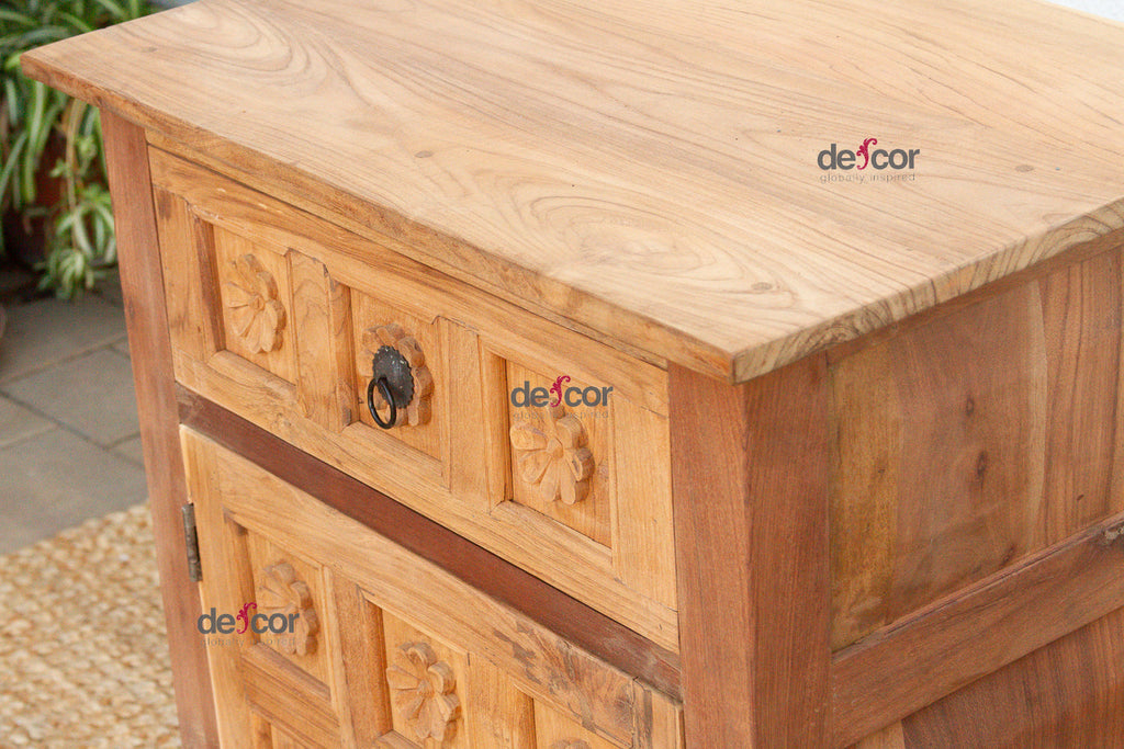 Set of 2, Haveli Lotus Flower Bedside Cabinets