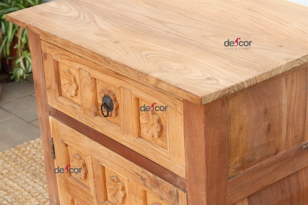 Set of 2, Haveli Lotus Flower Bedside Cabinets