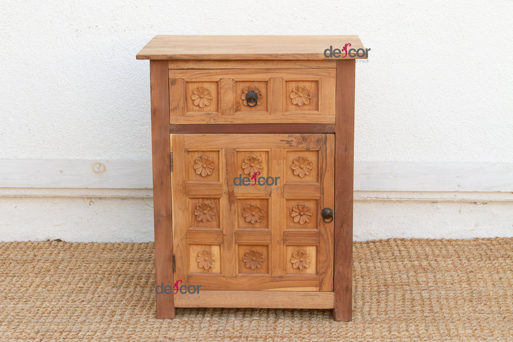 Set of 2, Haveli Lotus Flower Bedside Cabinets