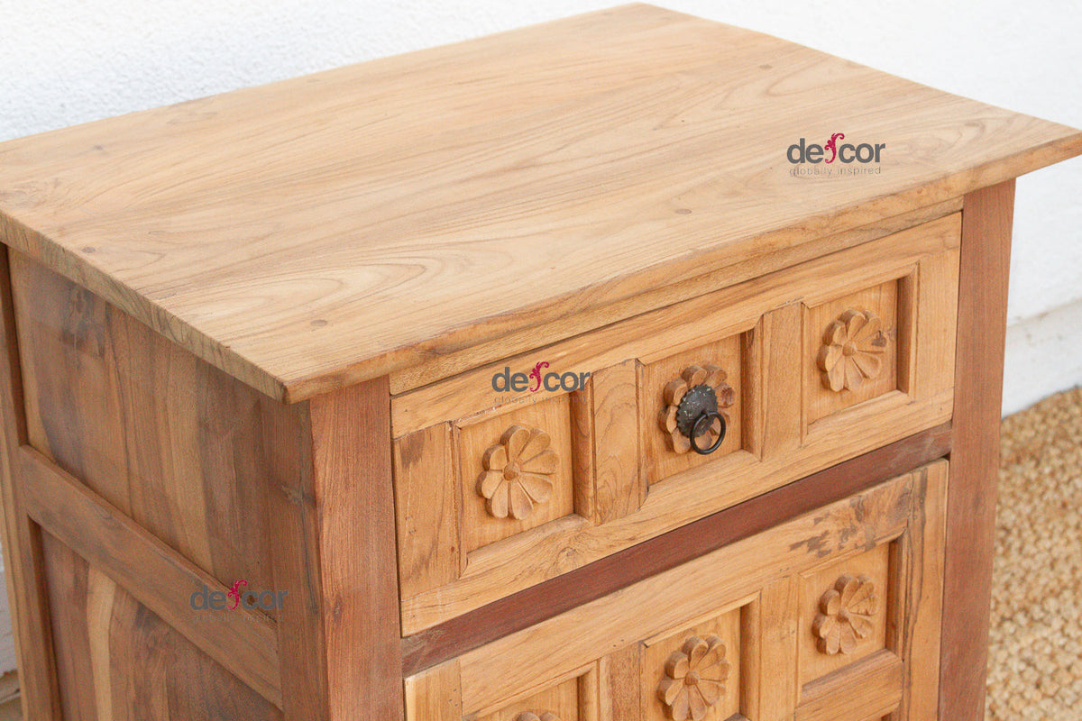 Set of 2, Haveli Lotus Flower Bedside Cabinets