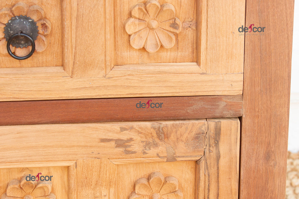Set of 2, Haveli Lotus Flower Bedside Cabinets