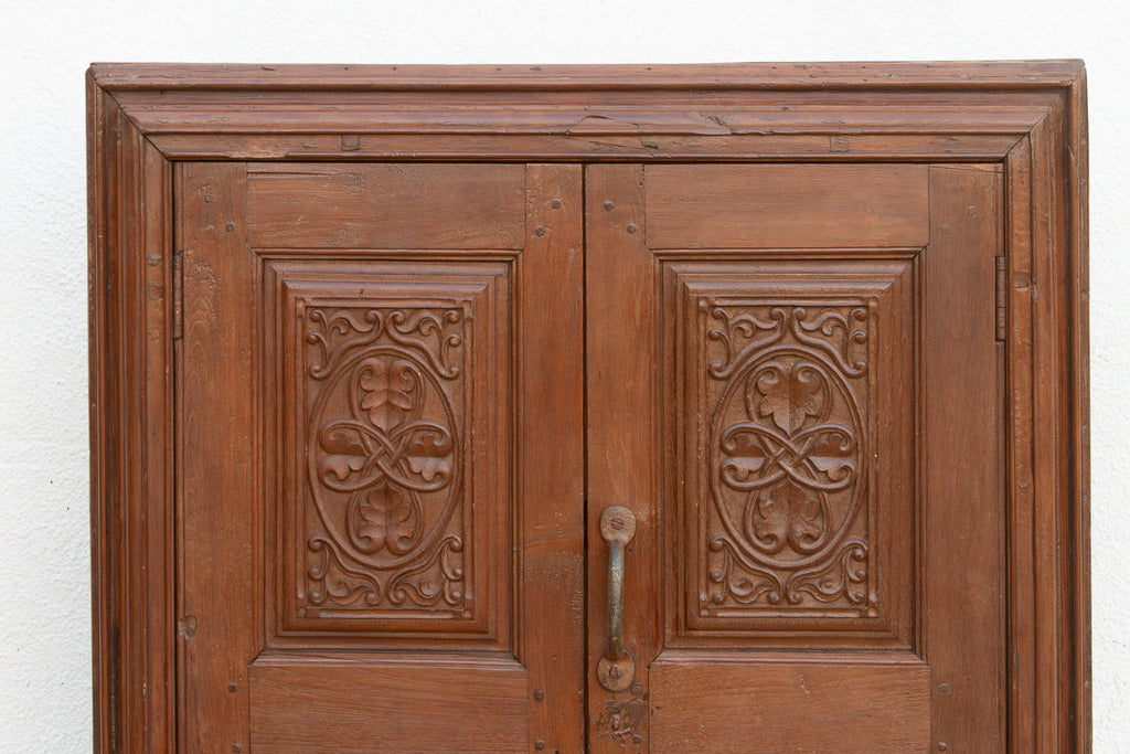 19th Century Carved Medallion Slim Cabinet