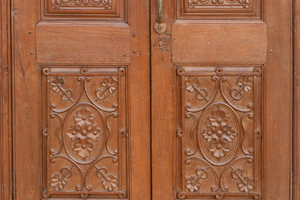 19th Century Carved Medallion Slim Cabinet