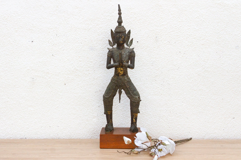 Golden Guardian, Antique Bronze Thai Statue
