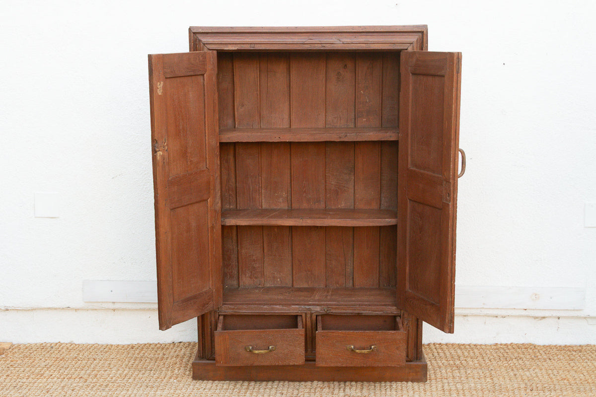 19th Century Carved Medallion Slim Cabinet