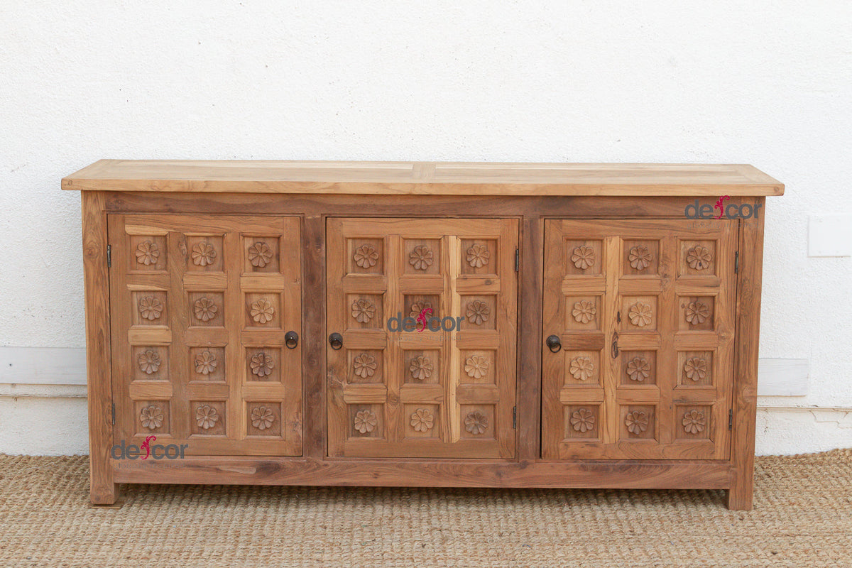 Reclaimed Teak Lotus Flower Sideboard