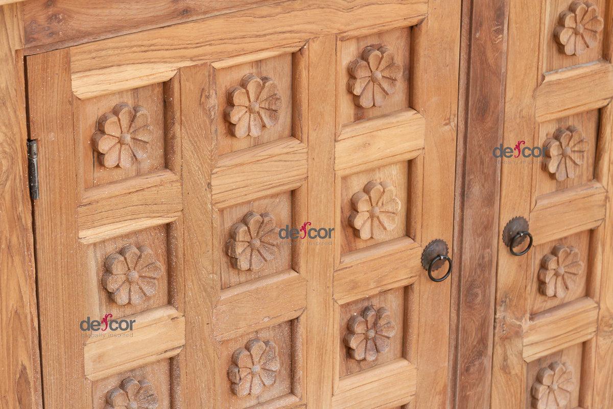 Reclaimed Teak Lotus Flower Sideboard
