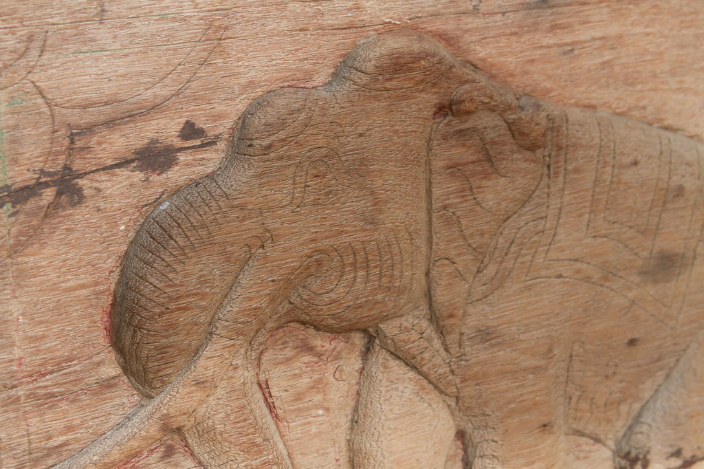 Antique Thai Elephant Carved Panel