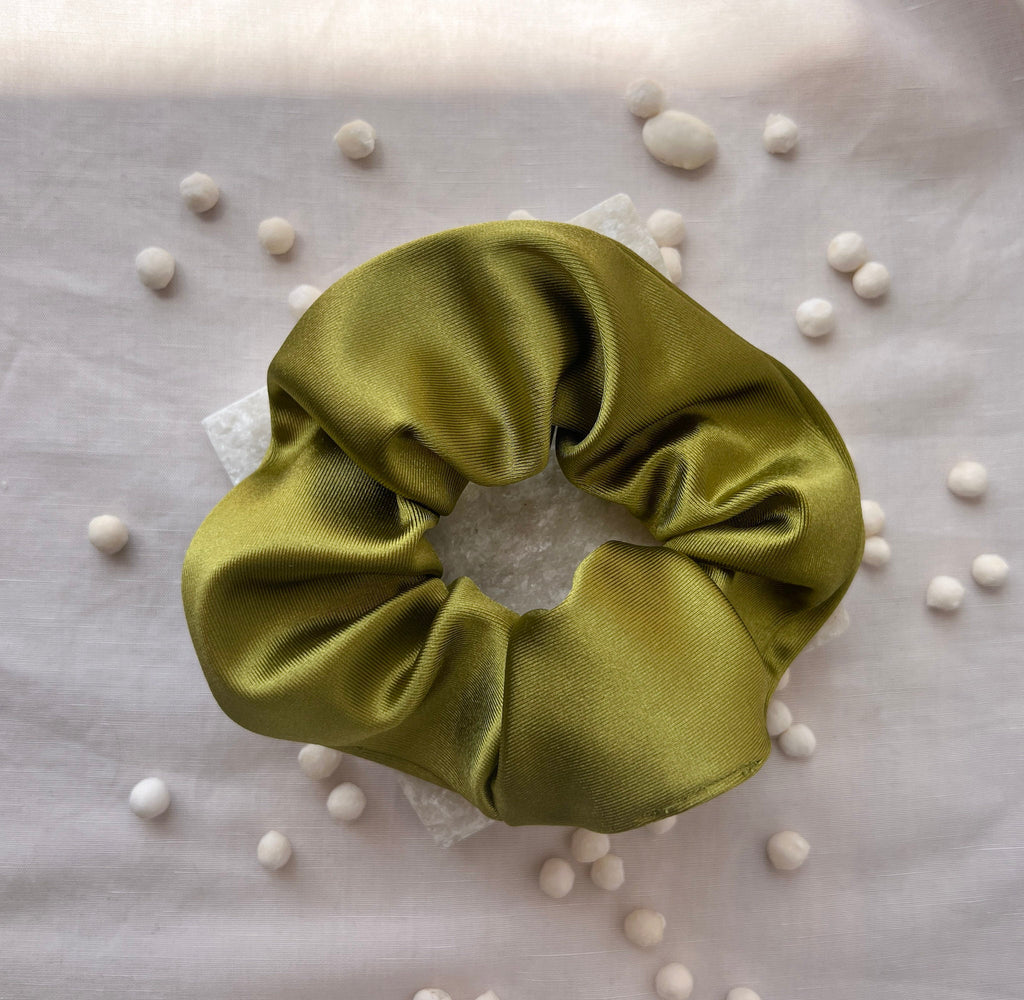 Lime Satin Scrunchie