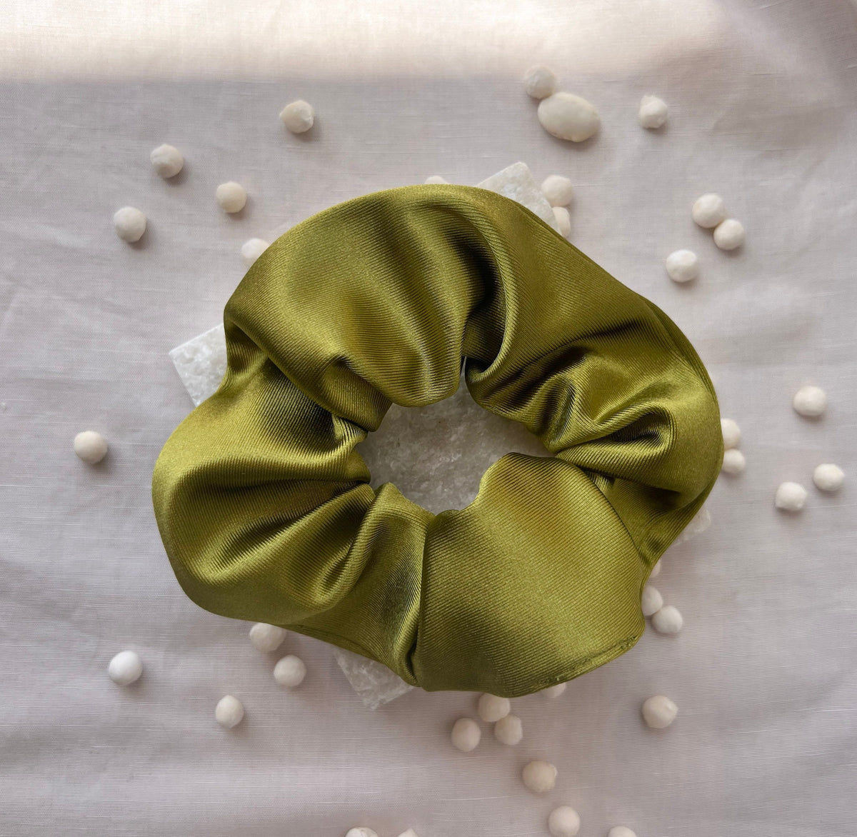 Lime Satin Scrunchie