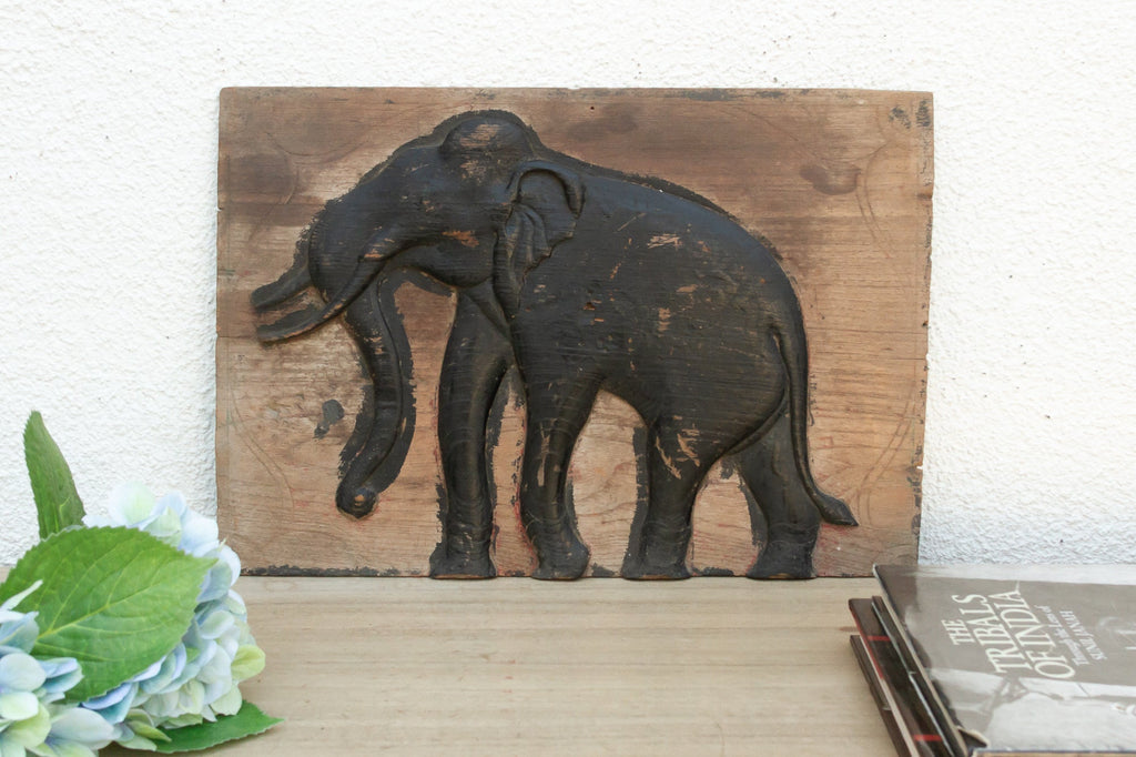 Painted Black Thai Elephant Wall Art