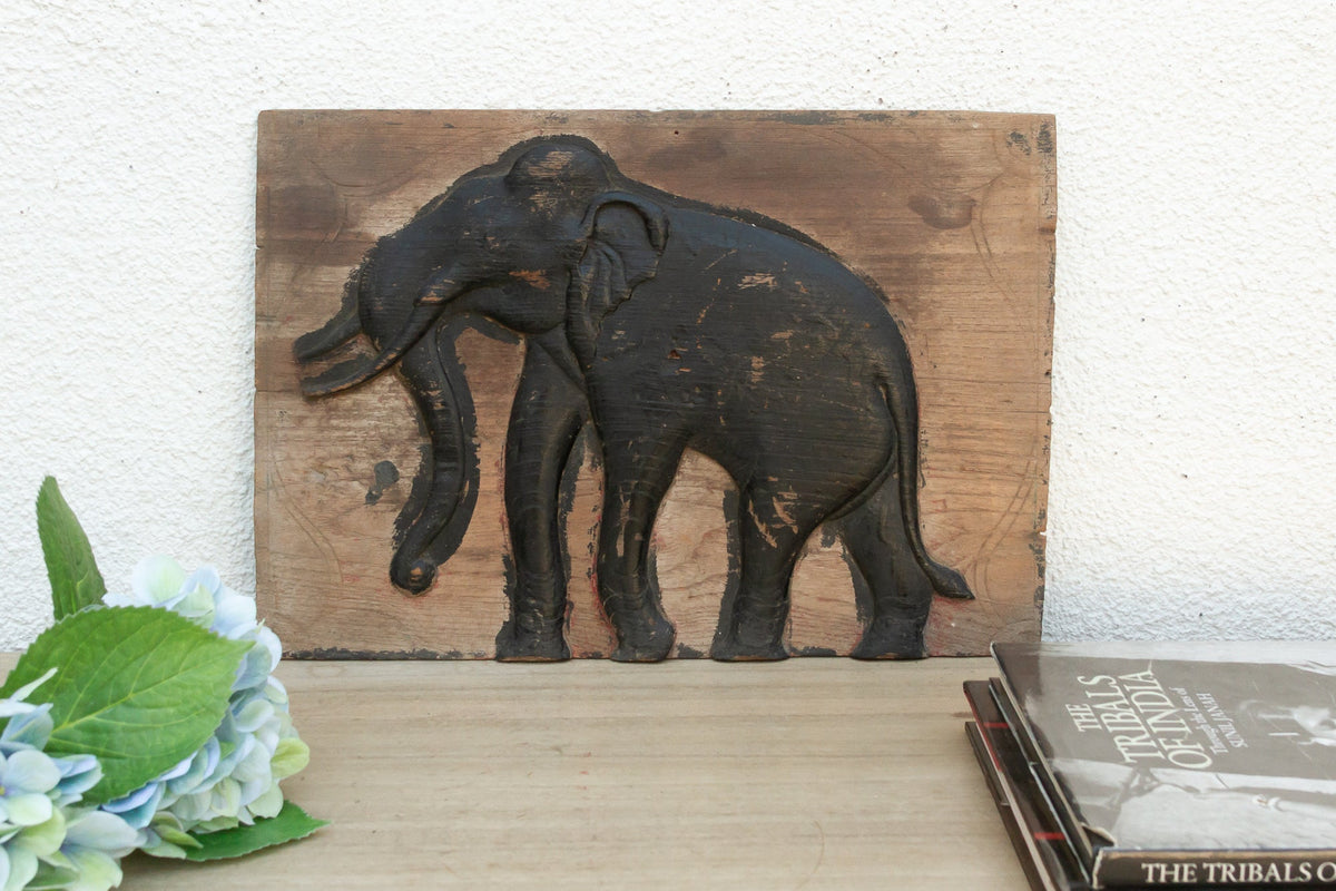 Painted Black Thai Elephant Wall Art