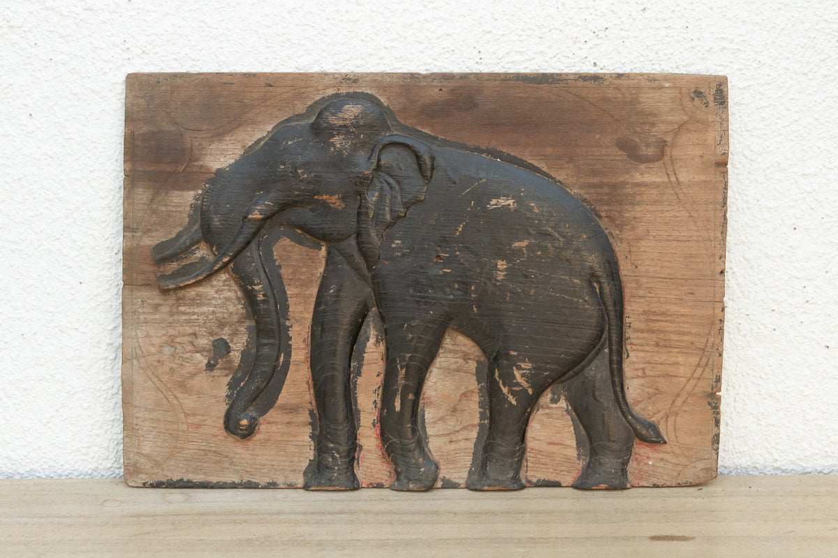 Painted Black Thai Elephant Wall Art