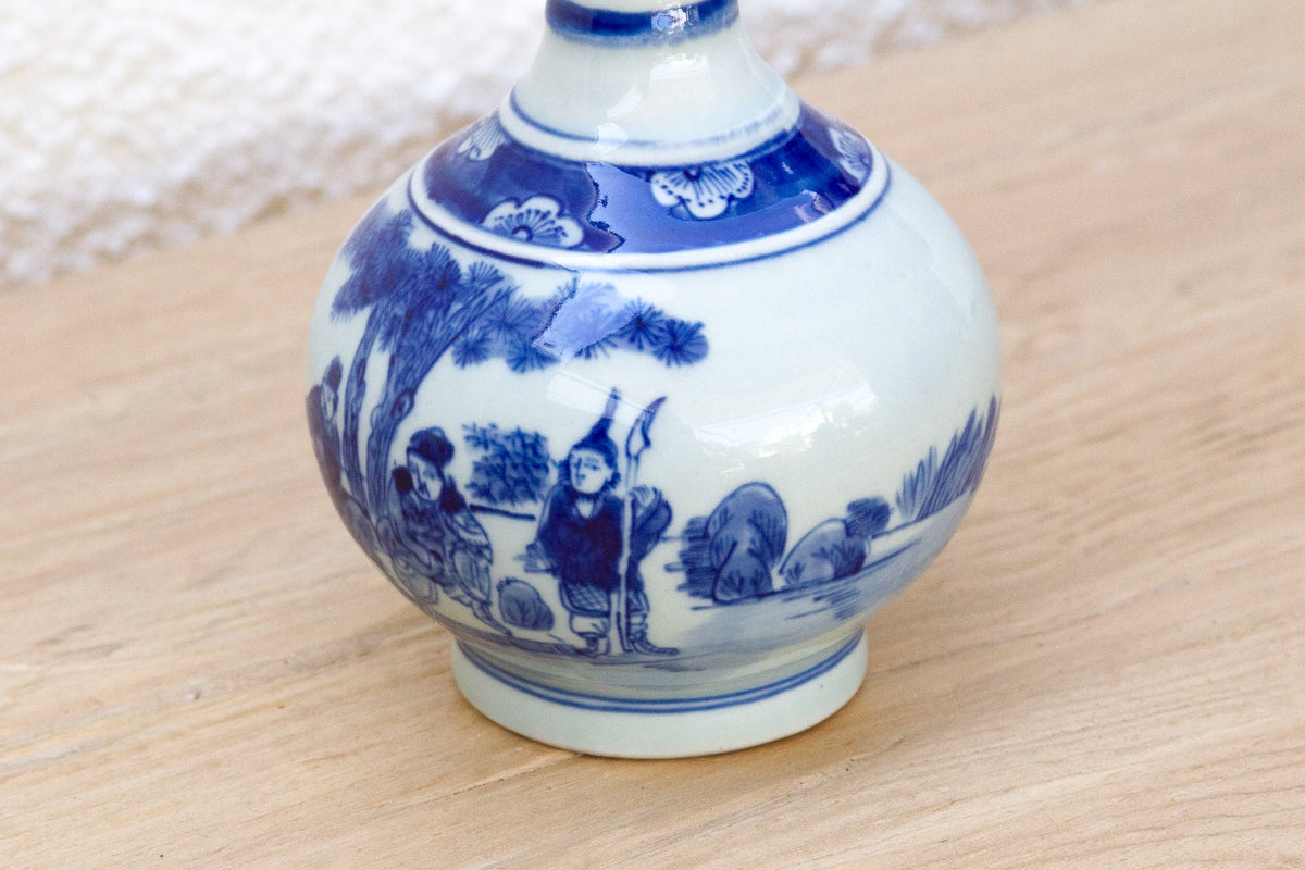 Elegant Antique Blue & White Porcelain Vase