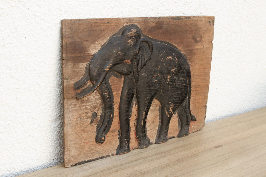 Painted Black Thai Elephant Wall Art