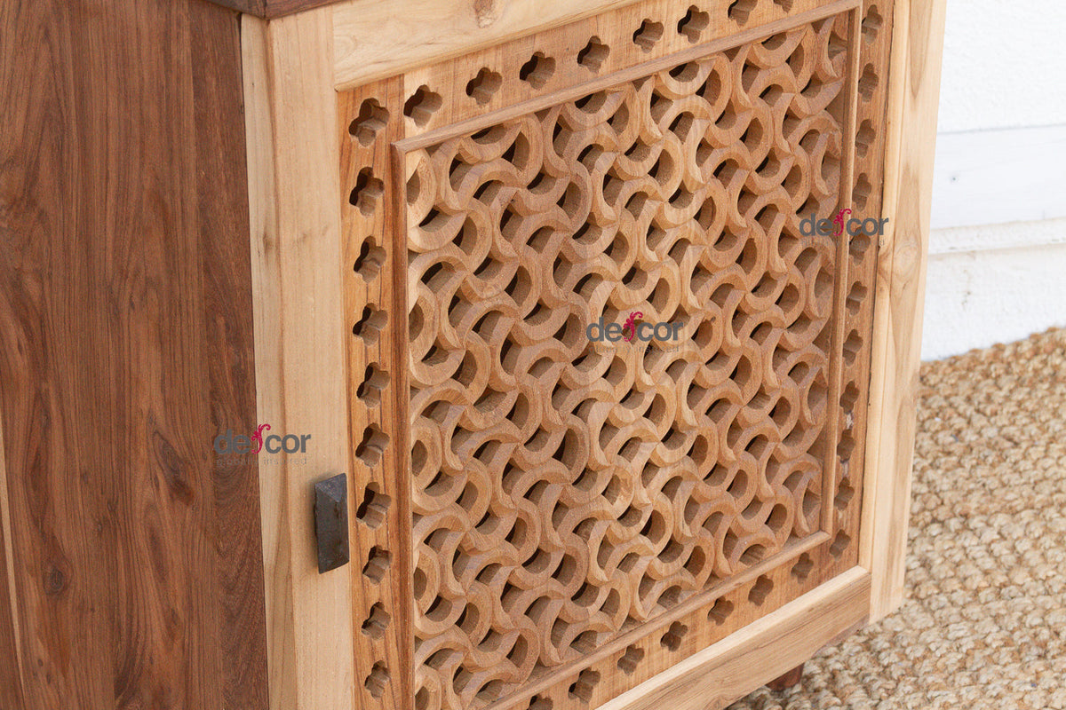 Set of 2 Reclaimed Teak Jali Nightstands