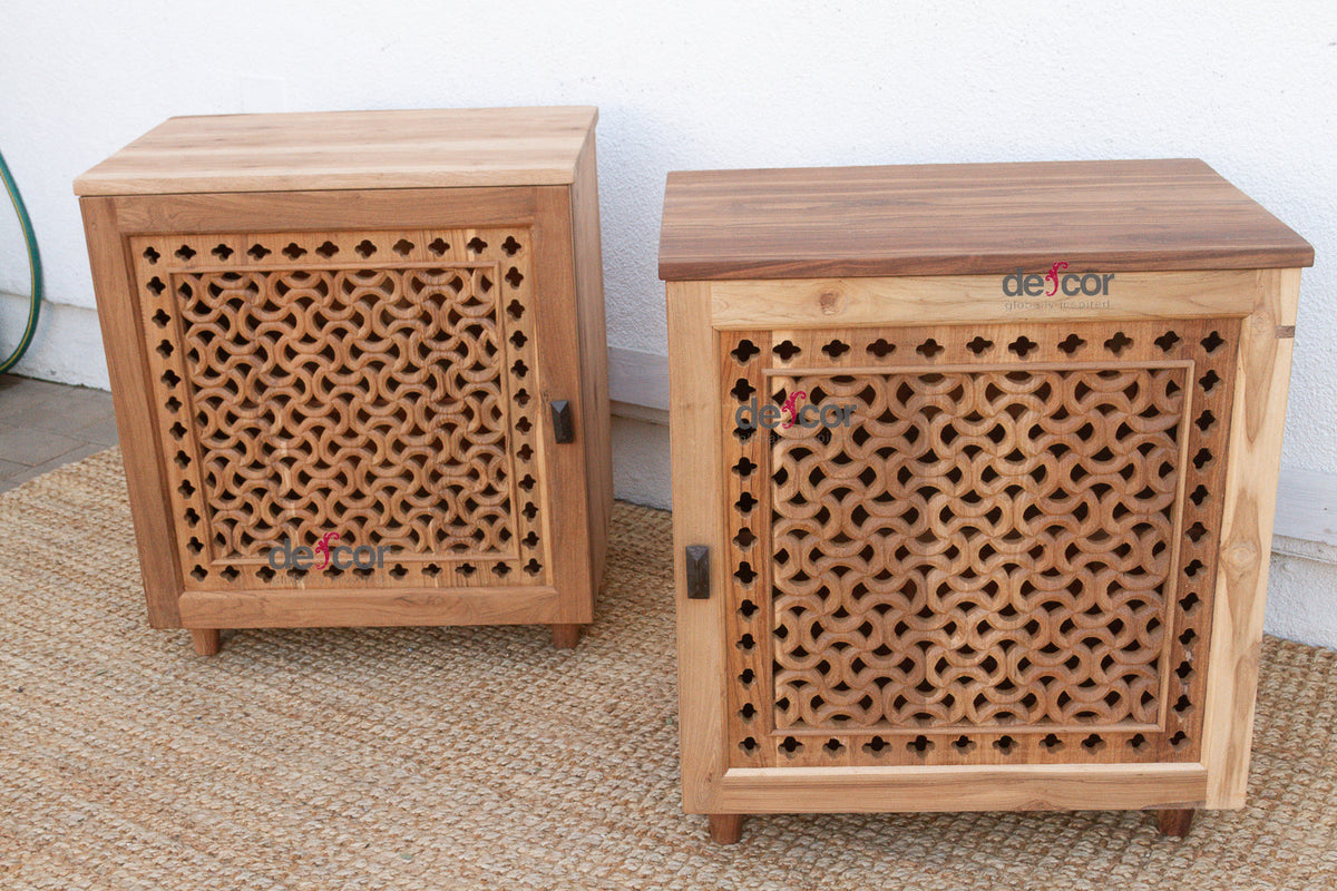 Set of 2 Reclaimed Teak Jali Nightstands
