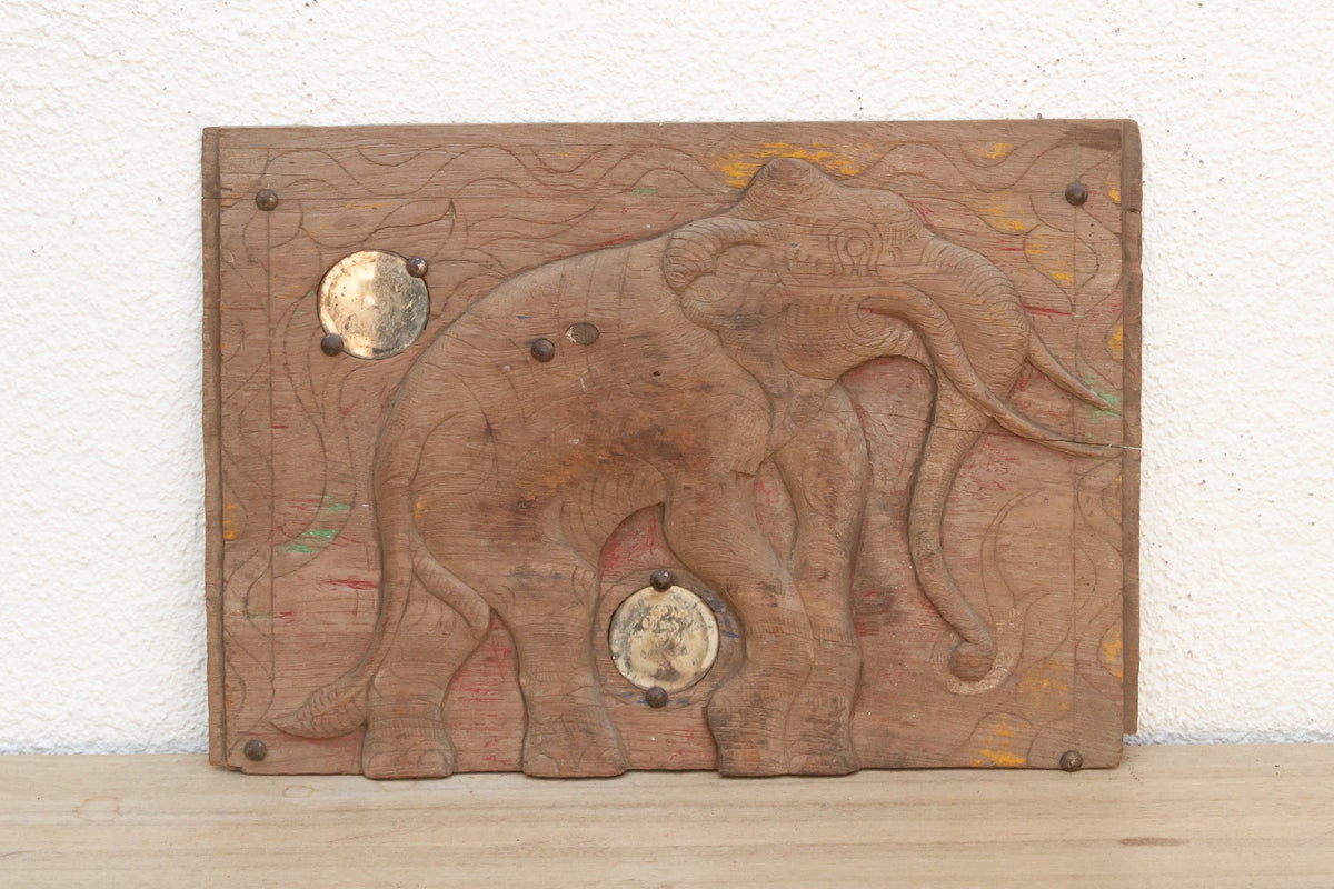 Distressed & Mirrored Thai Elephant Carving