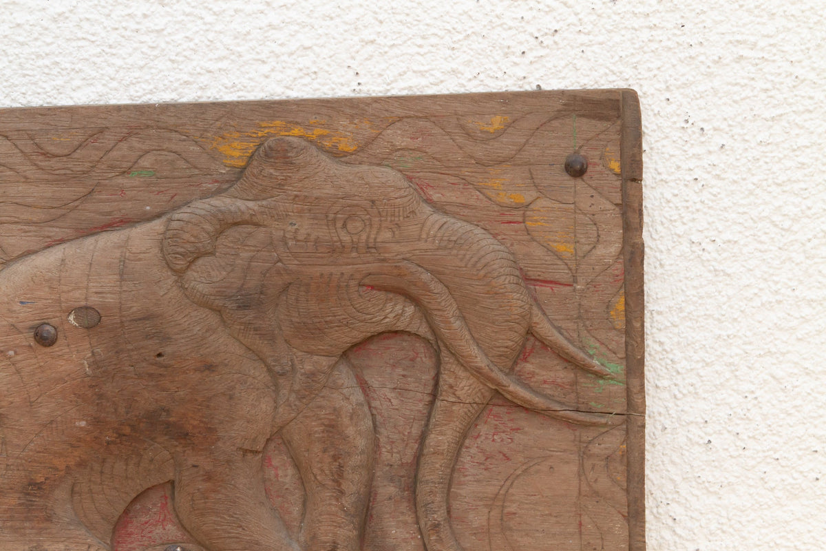 Distressed & Mirrored Thai Elephant Carving