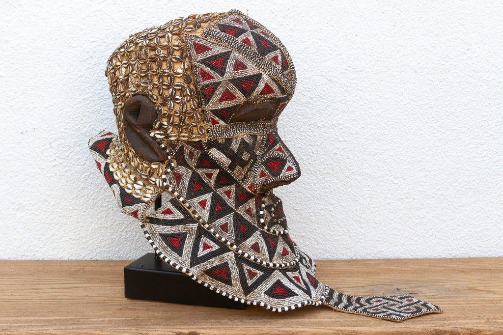 Multicolor Beaded Diamond Motif Kuba Mask