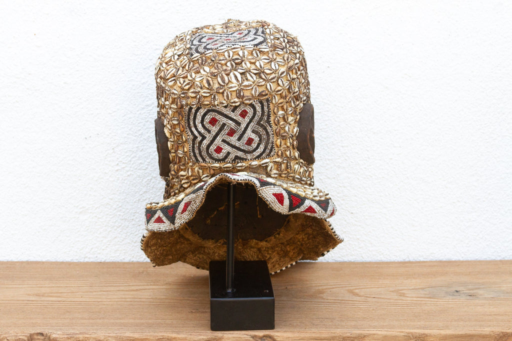 Multicolor Beaded Diamond Motif Kuba Mask