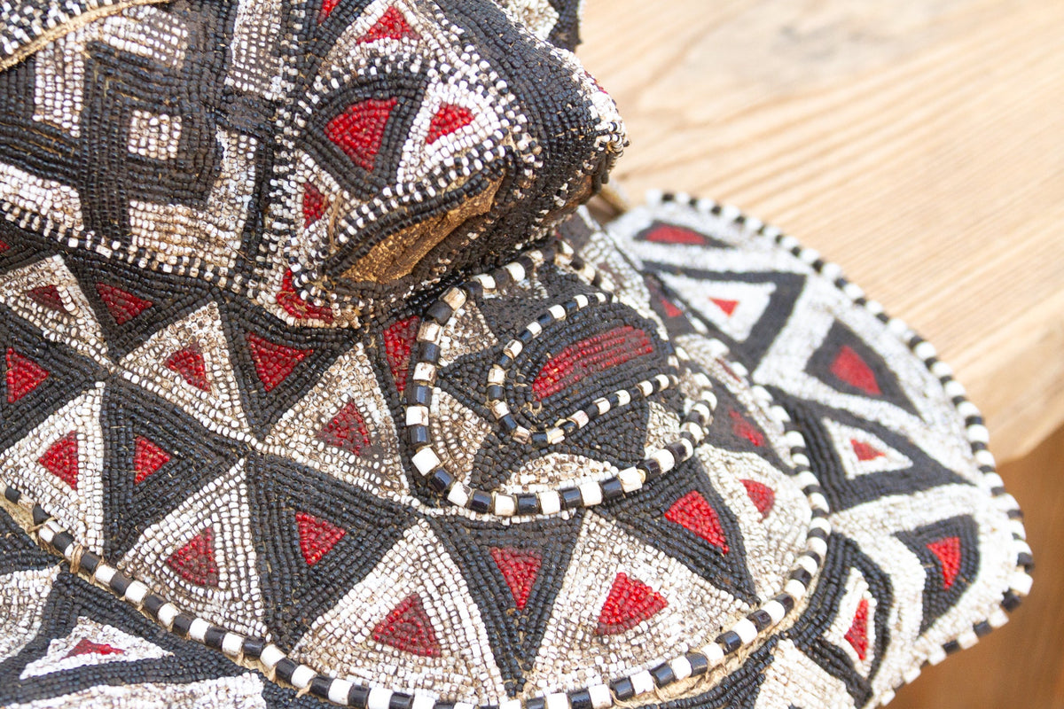 Multicolor Beaded Diamond Motif Kuba Mask