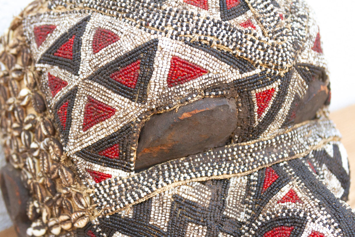 Multicolor Beaded Diamond Motif Kuba Mask