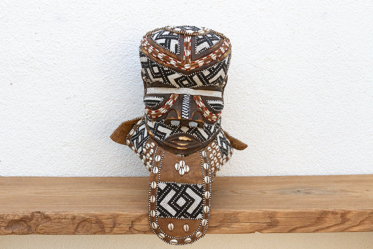 Multicolor Beaded Diamond Motif Kuba Mask
